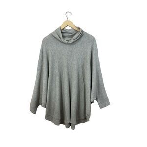 J Jill Pure Jill Medium Large Pullover Poncho Sweater Gray 3/4 Sleeve Womens